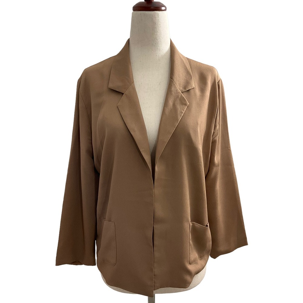 American Rag Cie Womens Brown Open Front Blazer Jacket Small Notched Lapel |0238